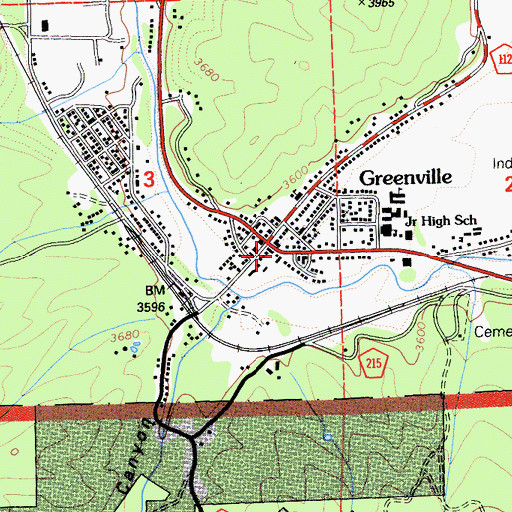 Topographic Map of Plumas County Sheriff's Office Greenville Substation, CA