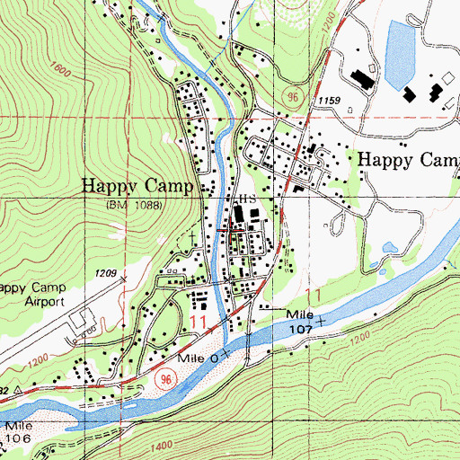 Topographic Map of Siskiyou County Sheriff's Office Happy Camp, CA
