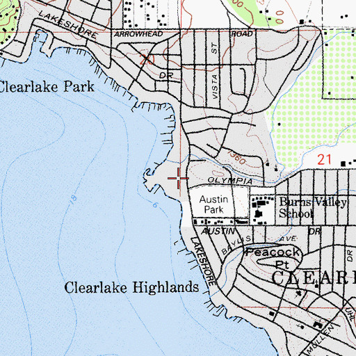 Topographic Map of Clearlake Police Department, CA