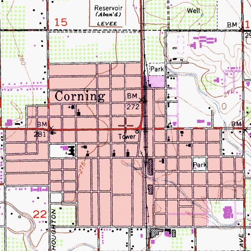 Topographic Map of Corning Police Department, CA