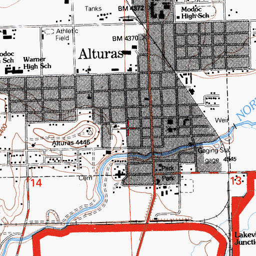 Topographic Map of Alturas Police Department, CA
