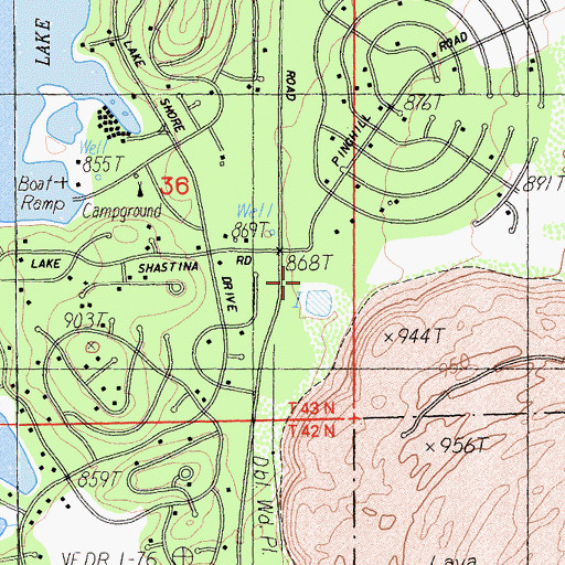 Topographic Map of Lake Shastina Police Department, CA