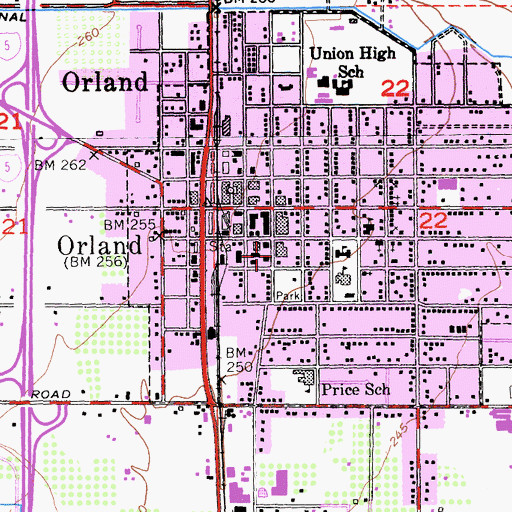 Topographic Map of Orland Police Department, CA