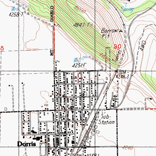 Topographic Map of Siskiyou County Sheriff's Office Dorris, CA