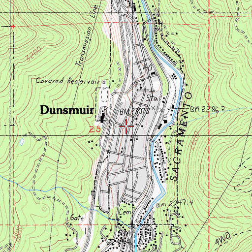 Topographic Map of Siskiyou Police Department, CA