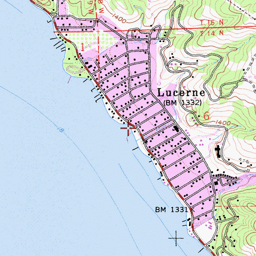 Topographic Map of Lake County Sheriff's Office Lucerne Substation, CA