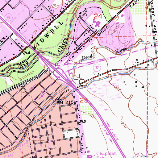 Topographic Map of Chico Police Department, CA