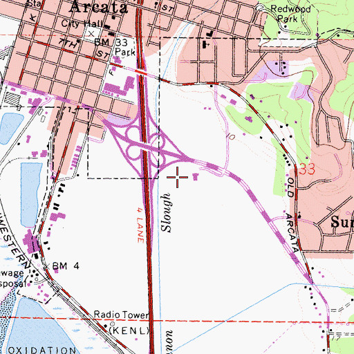 Topographic Map of California Highway Patrol Humboldt, CA