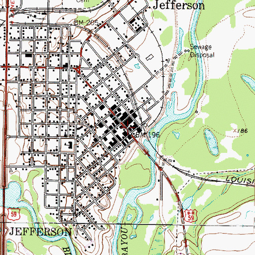 Topographic Map of Jefferson Police Department, TX