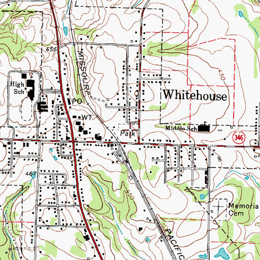 Topographic Map of Whitehouse Police Department, TX