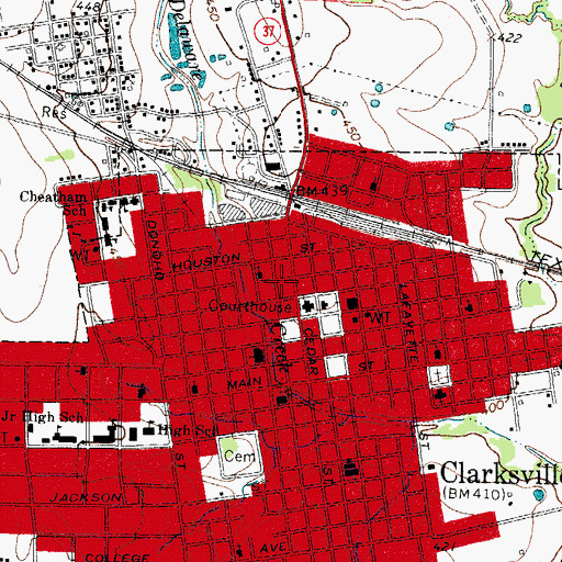 Topographic Map of Red River County Sheriff's Office, TX