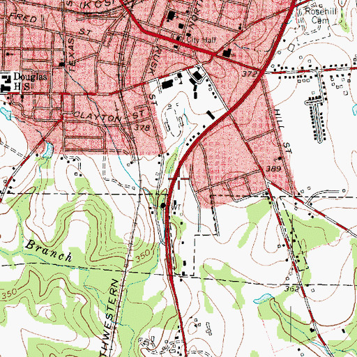 Topographic Map of Pittsburg Police Department, TX
