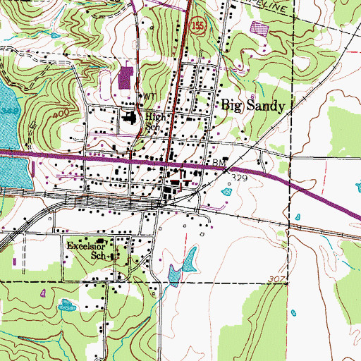 Topographic Map of Big Sandy Police Department, TX