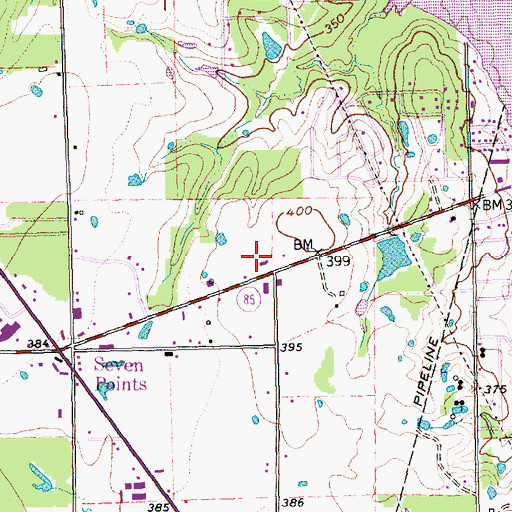 Topographic Map of Seven Points Police Department, TX