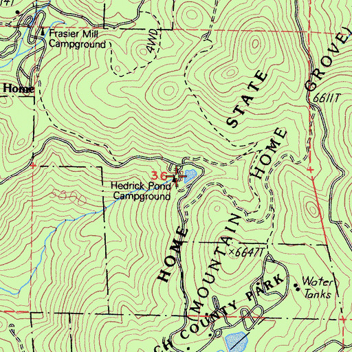 Topographic Map of Hedrick Mill Pond, CA