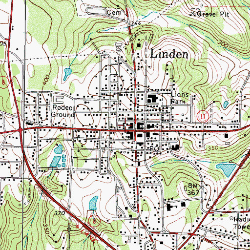 Topographic Map of Linden Police Department, TX