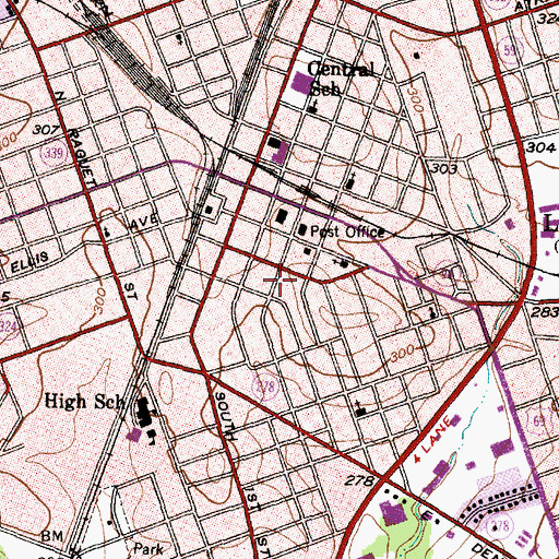 Topographic Map of Lufkin Police Department, TX