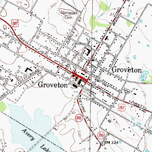 Topographic Map of Trinity County Sheriff's Office, TX