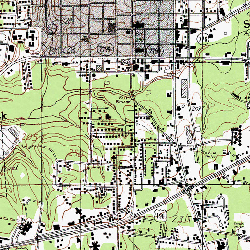 Topographic Map of Jasper Police Department, TX