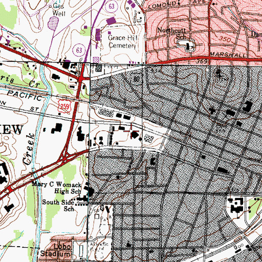 Topographic Map of Longview Police Department, TX