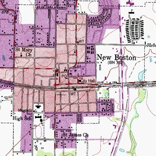 Topographic Map of New Boston Police Department, TX
