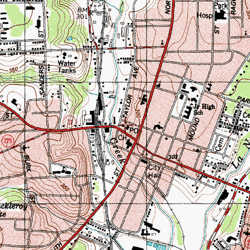 Topographic Map of Nacogdoches Police Department, TX