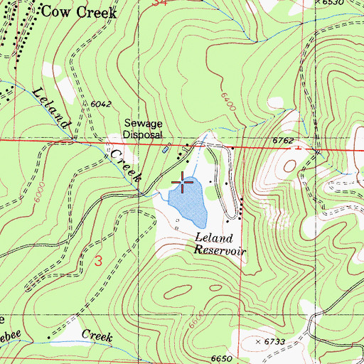 Topographic Map of Leland Meadow, CA