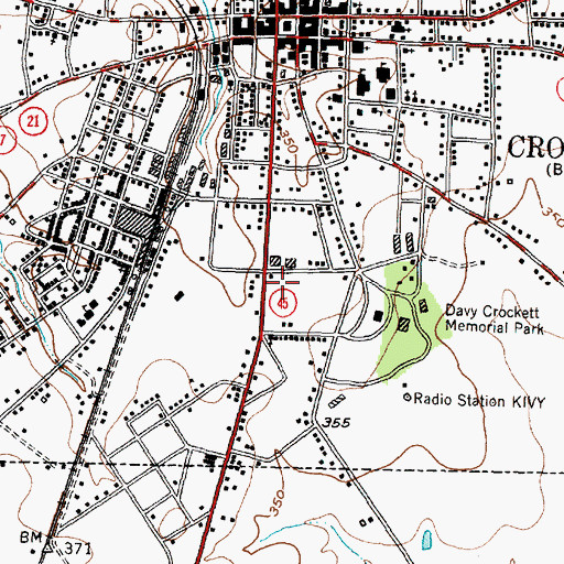 Topographic Map of Houston County Sheriff's Office, TX