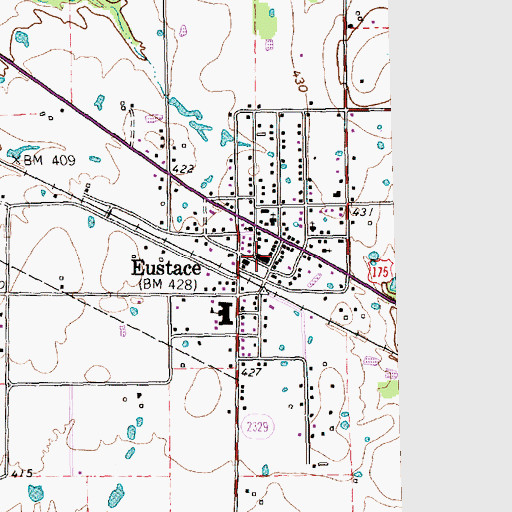 Topographic Map of Eustace Police Department, TX
