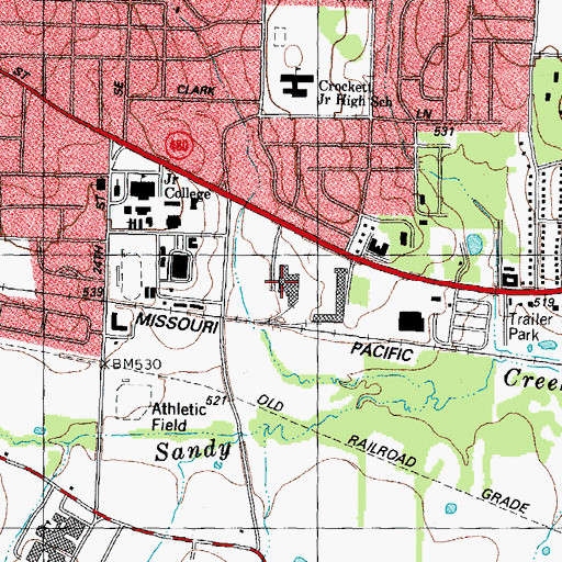 Topographic Map of Paris Police Department, TX