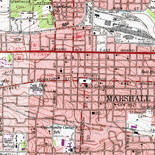 Topographic Map of Harrison County Sheriff's Office, TX