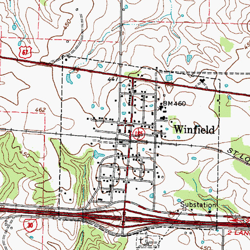 Topographic Map of Winfield Police Department, TX