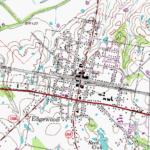 Topographic Map of Edgewood Police Department, TX