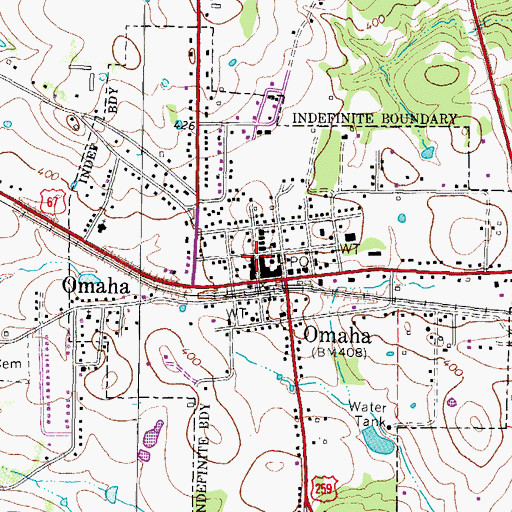 Topographic Map of Omaha Police Department, TX