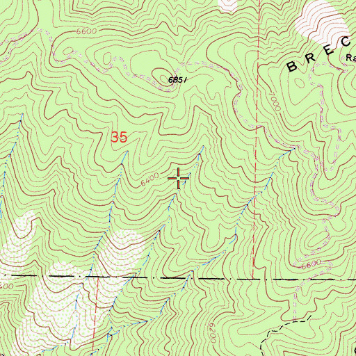 Topographic Map of Breckenridge Mountain Lookout, CA