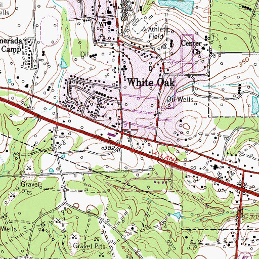 Topographic Map of White Oak Police Department, TX