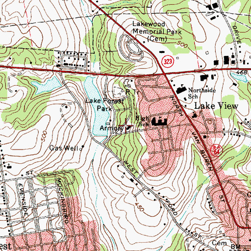 Topographic Map of Henderson Police Department, TX