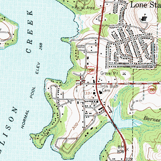 Topographic Map of Lone Star Police Department, TX