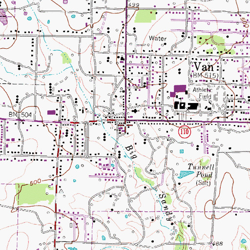 Topographic Map of Van Police Department, TX