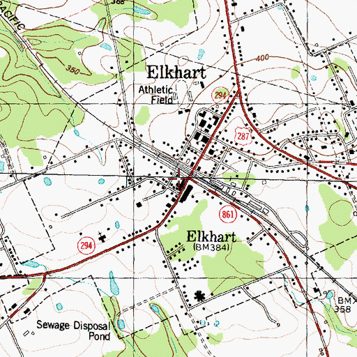 Topographic Map of Elkhart City Marshal, TX