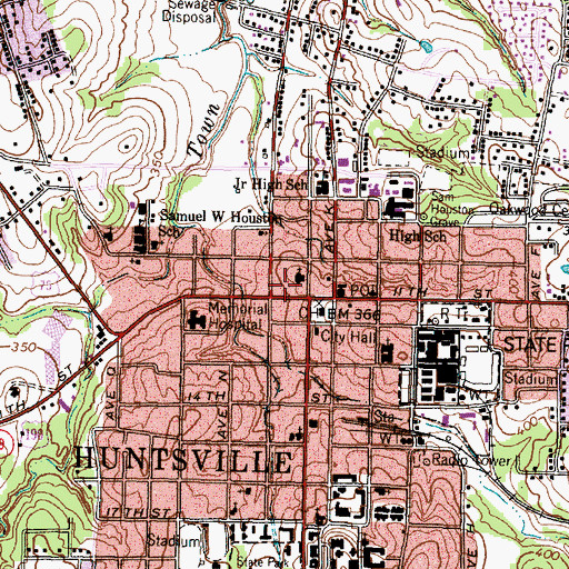 Topographic Map of Huntsville Police Department, TX