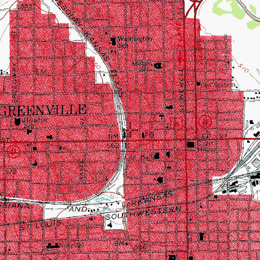 Topographic Map of Greenville Police Department, TX