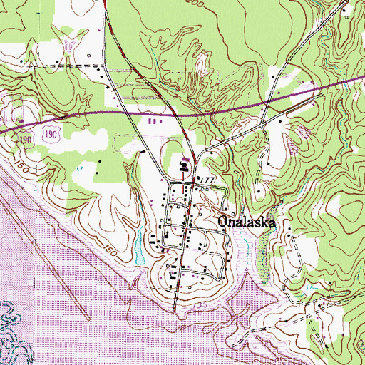Topographic Map of Onalaska Police Department, TX