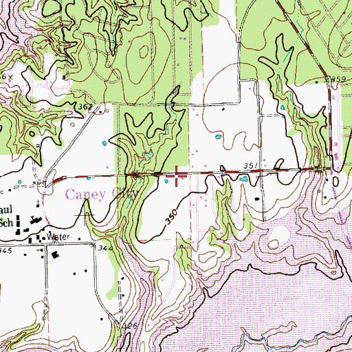 Topographic Map of Caney City Police Department, TX