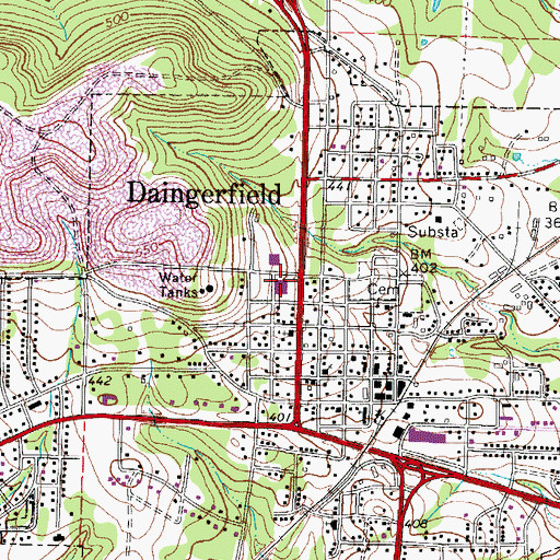 Topographic Map of Morris County Sheriff's Office, TX