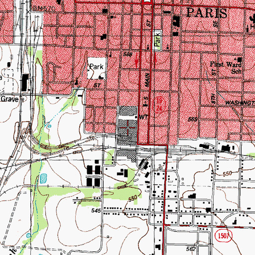 Topographic Map of Lamar County Sheriff's Office, TX