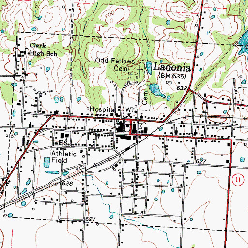 Topographic Map of Ladonia Police Department, TX