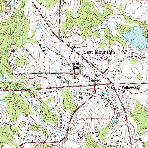 Topographic Map of East Mountain Police Department, TX