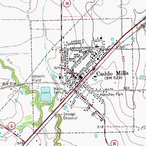Topographic Map of Caddo Mills Police Department, TX