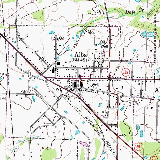 Topographic Map of Alba Police Department, TX